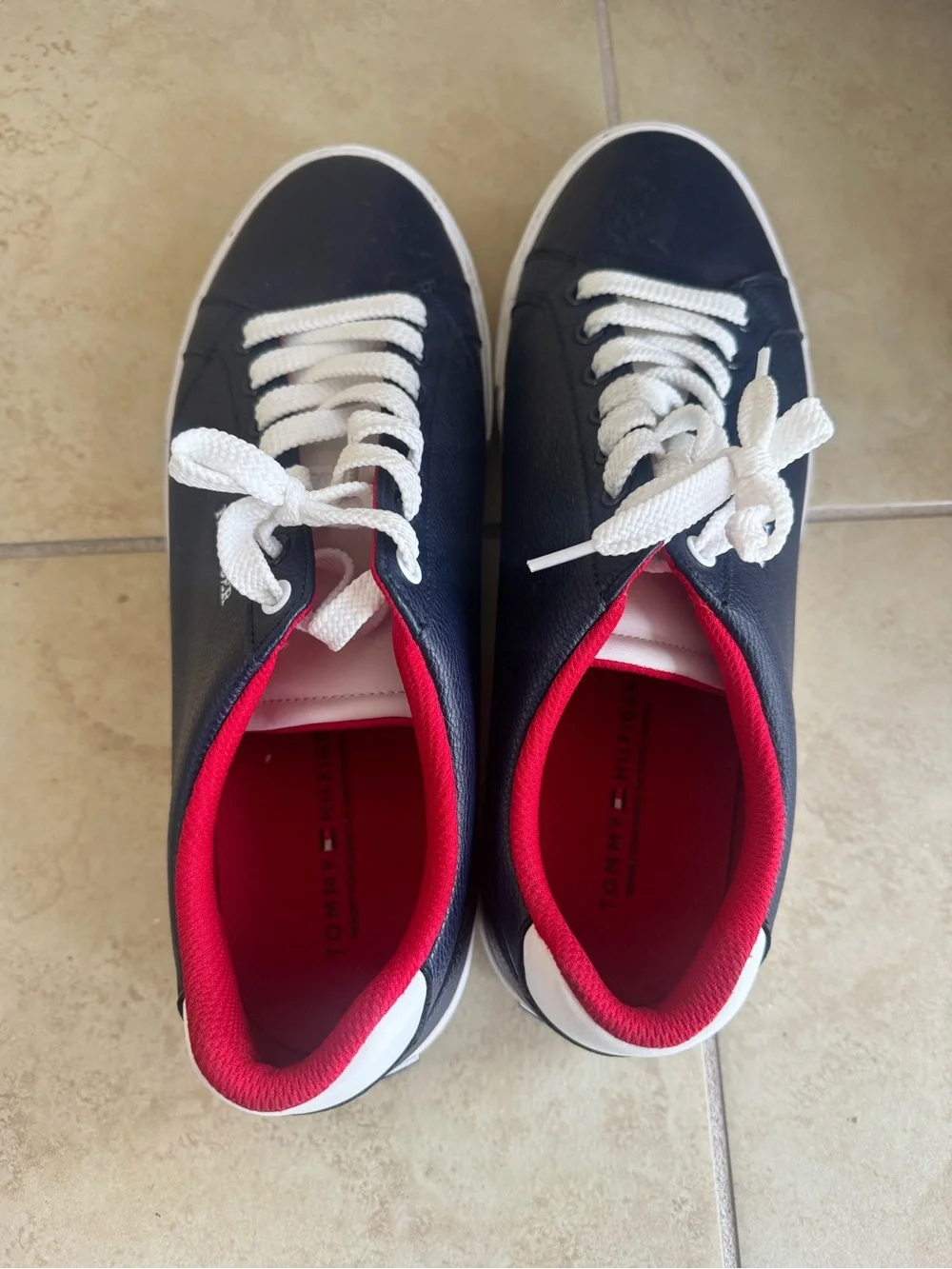 Tommy Hilfiger Navy Sneakers with Red Interior and White Laces